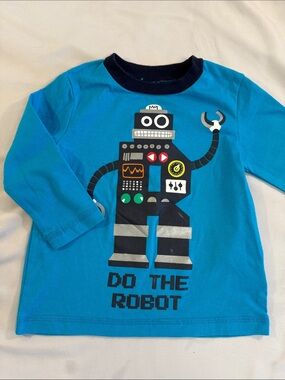 okie dokie Teal Baby Tee with Navy Trim